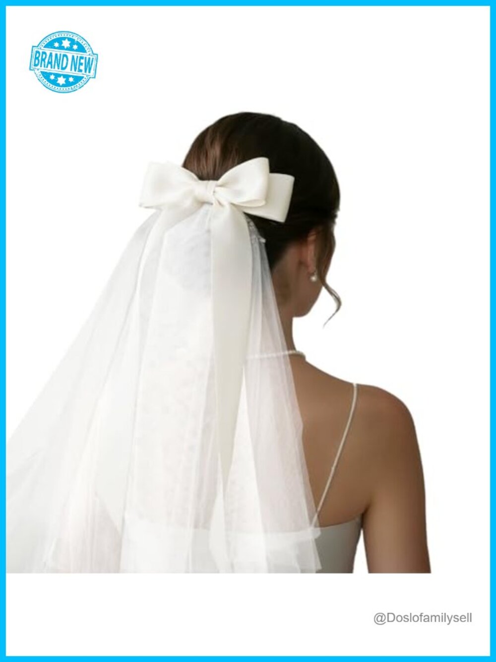 Bridal Bow Veil Hair Clip Wedding Veil for Bride Bachelorette Party